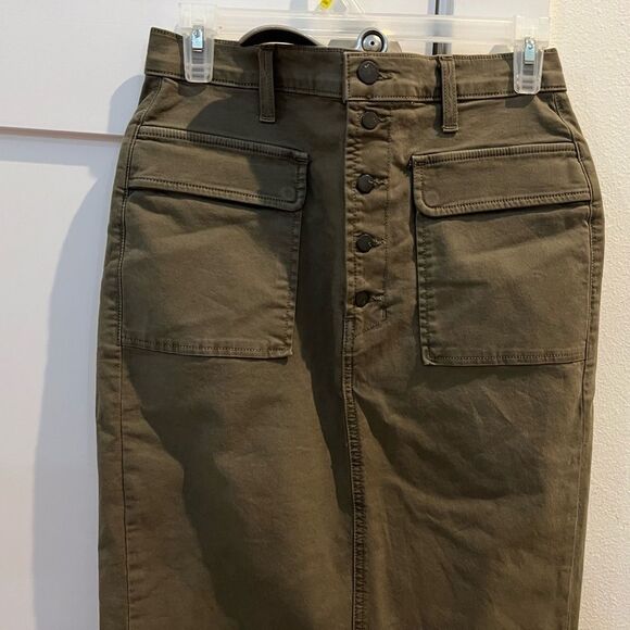 J Brand Womens Ani 7035B114 Midi Skirt Olive Drab Khaki 27 - Picture 4 of 16